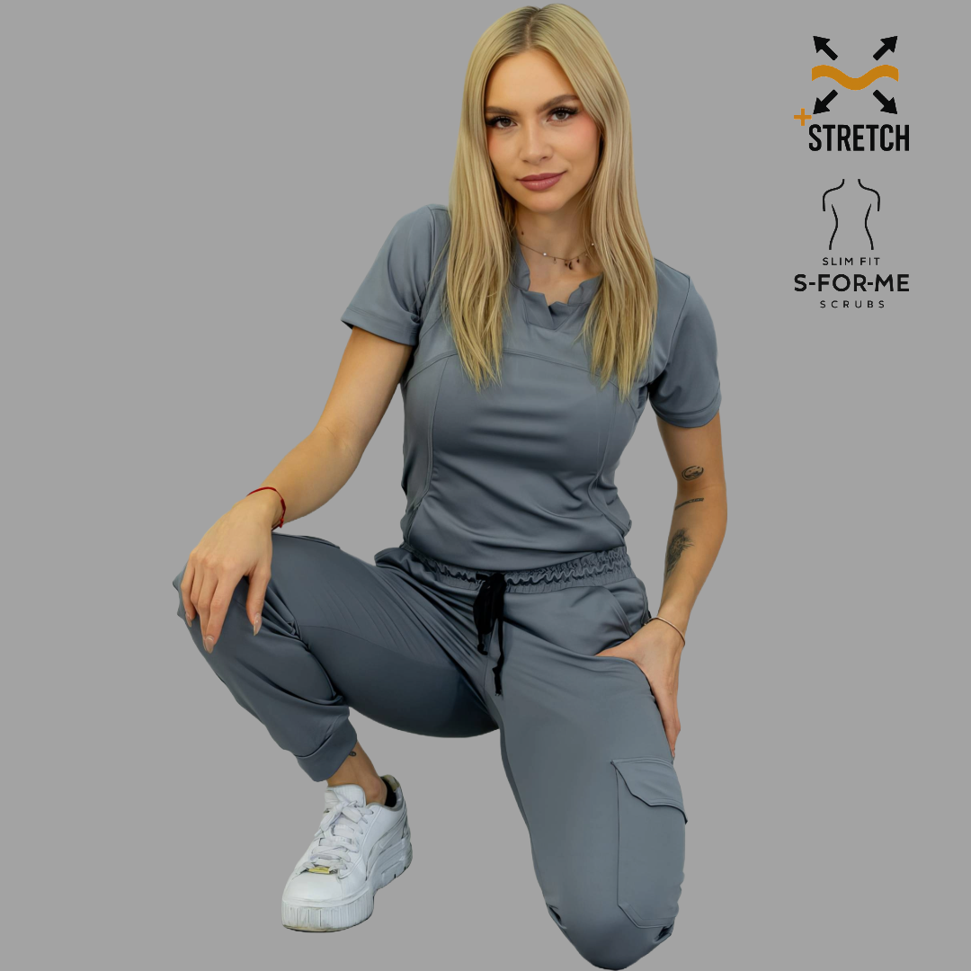 Women's Top 910 Medium Gray, Super Stretch Scrubs