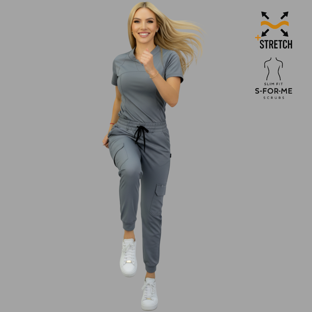 Women's Top 910 Medium Gray, Super Stretch Scrubs