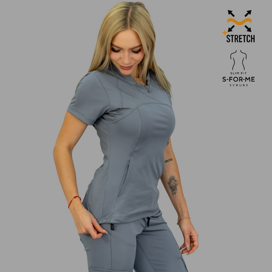Women's Top 910 Medium Gray, Super Stretch Scrubs