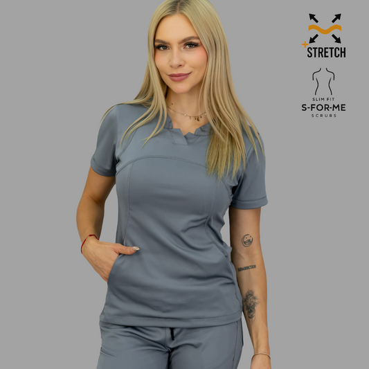 Women's Top 910 Medium Gray, Super Stretch Scrubs