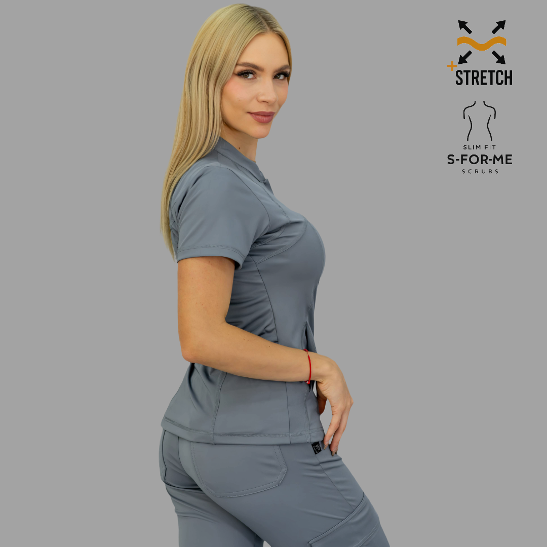 Women's Top 910 Medium Gray, Super Stretch Scrubs