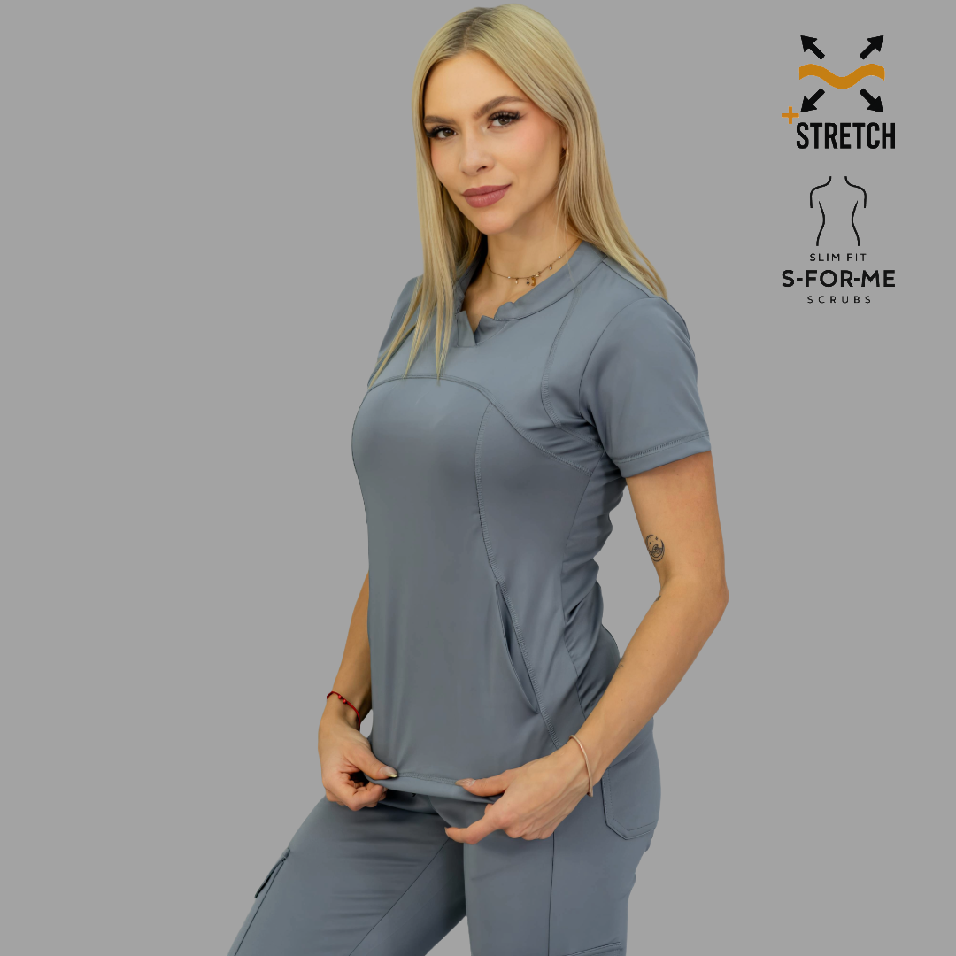 Women's Top 910 Medium Gray, Super Stretch Scrubs