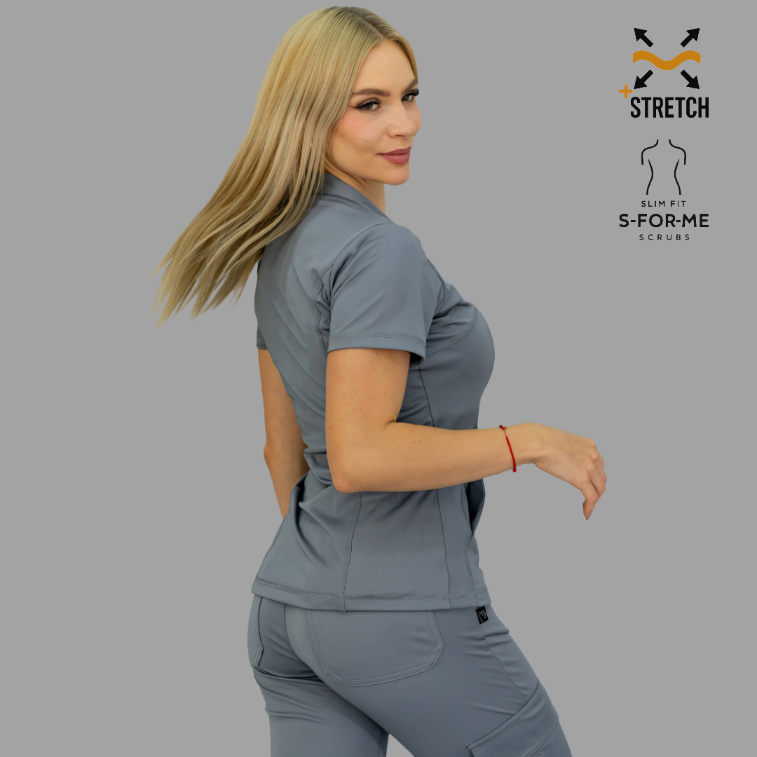 Women's Top 910 Medium Gray, Super Stretch Scrubs