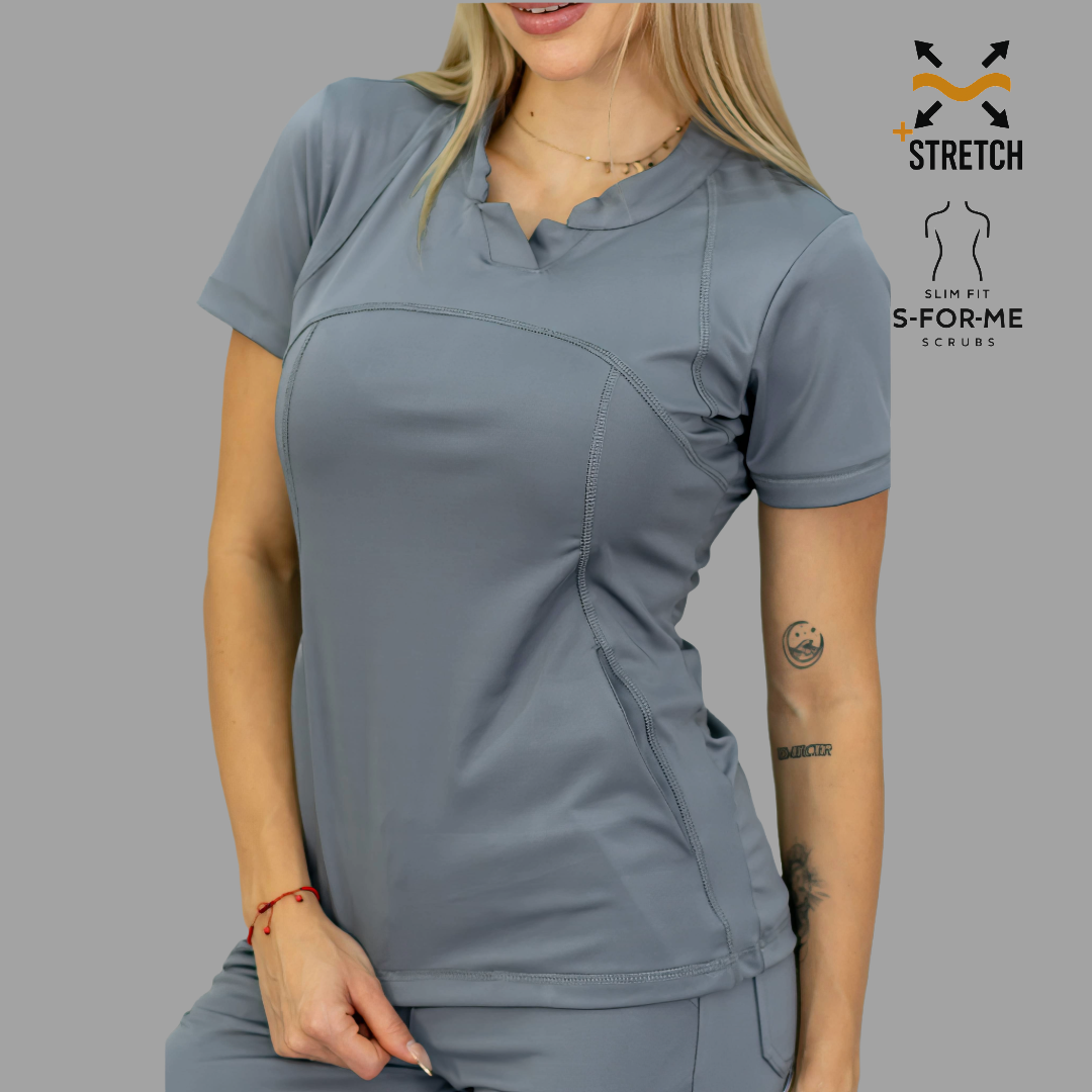 Women's Top 910 Medium Gray, Super Stretch Scrubs