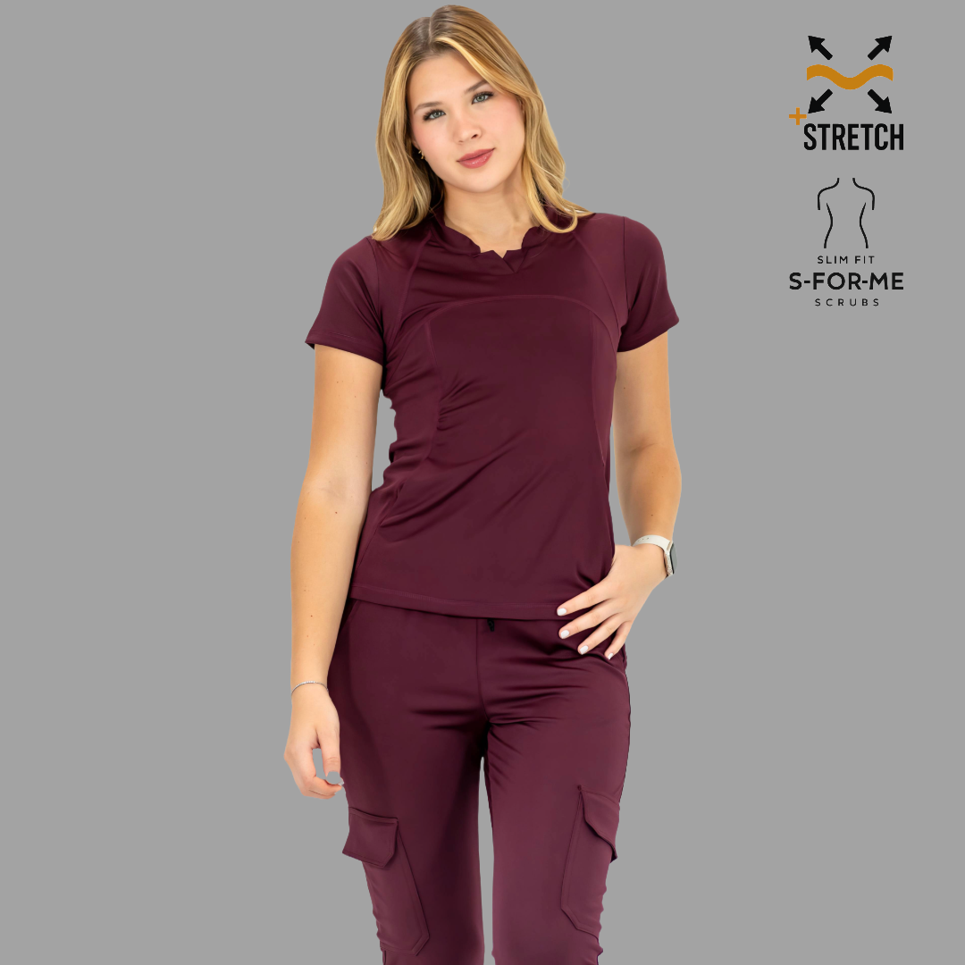 Women's Top 910 Maroon, Super Stretch Scrubs