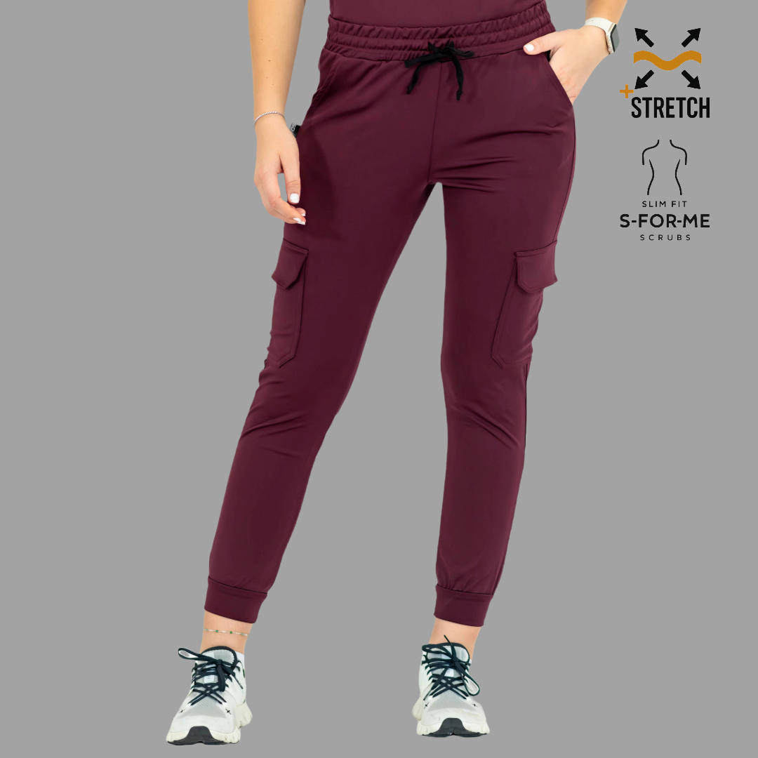 Women's Jogger Pants 910 Maroon, Super Stretch Scrubs