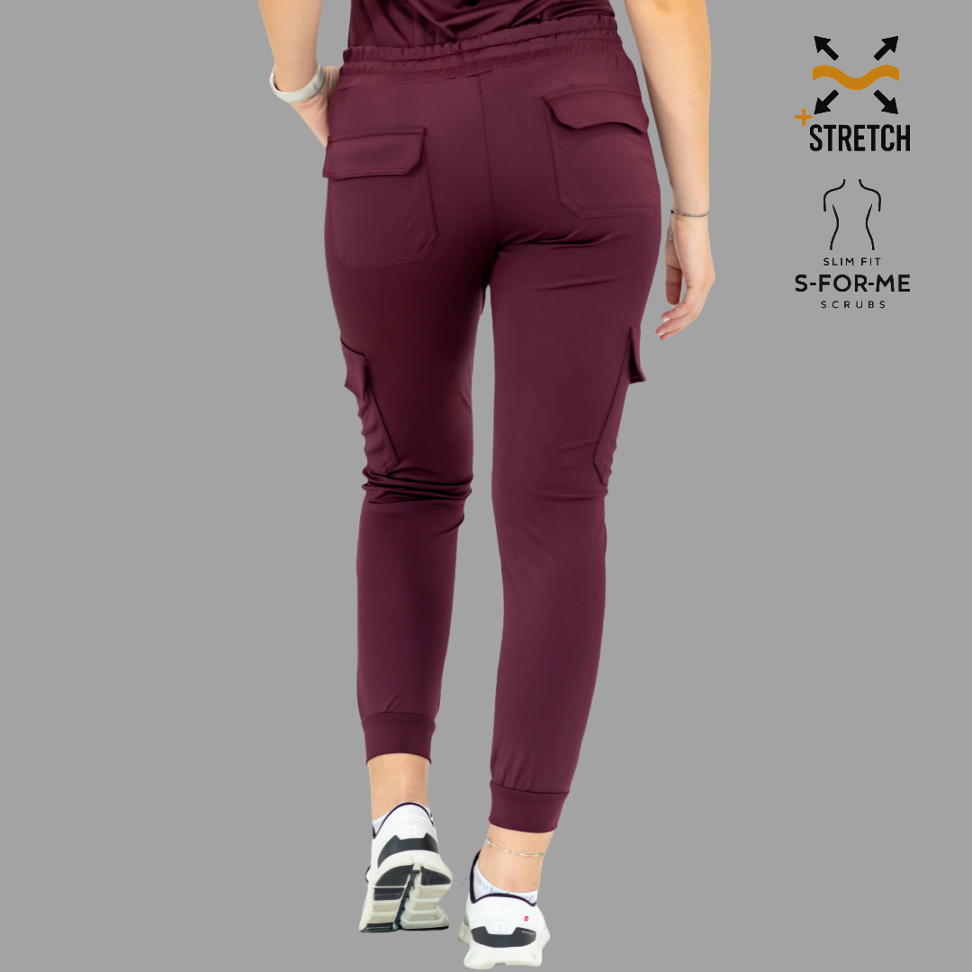 Women's Jogger Pants 910 Maroon, Super Stretch Scrubs