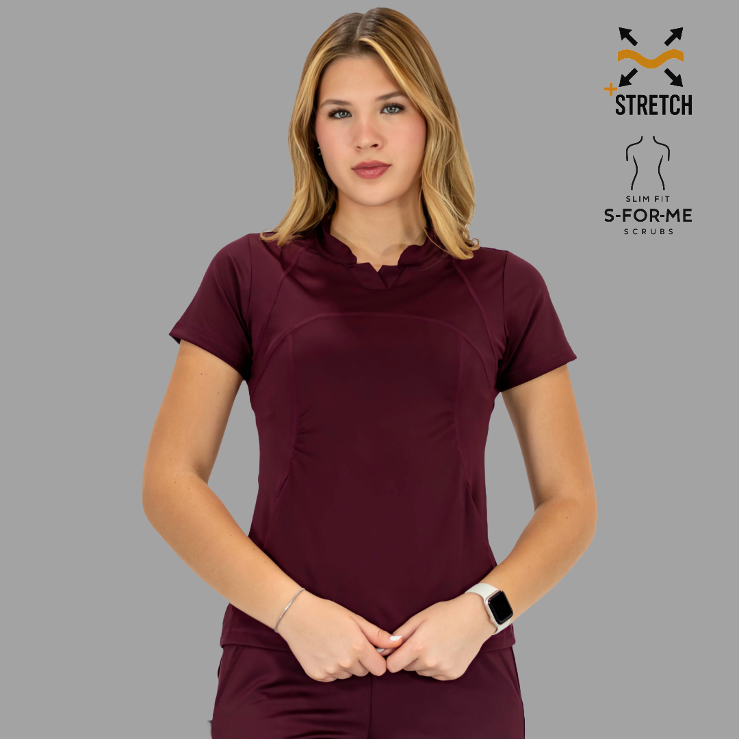 Women's Top 910 Maroon, Super Stretch Scrubs