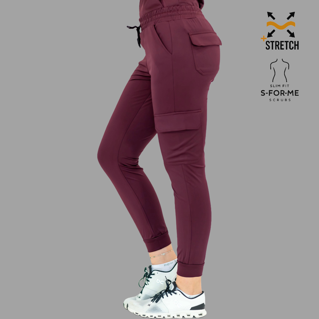 Women's Jogger Pants 910 Maroon, Super Stretch Scrubs