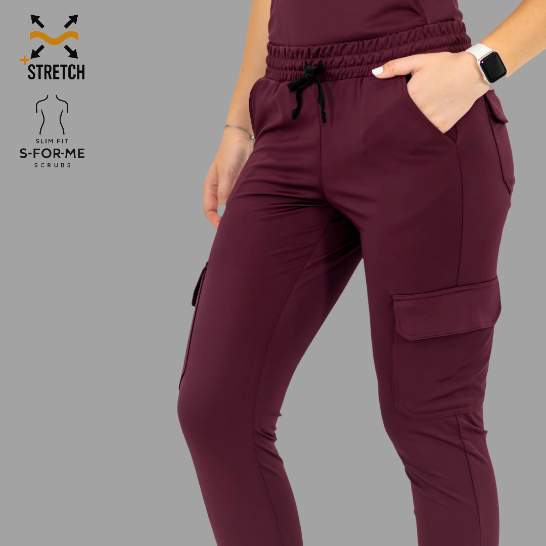 Women's Jogger Pants 910 Maroon, Super Stretch Scrubs