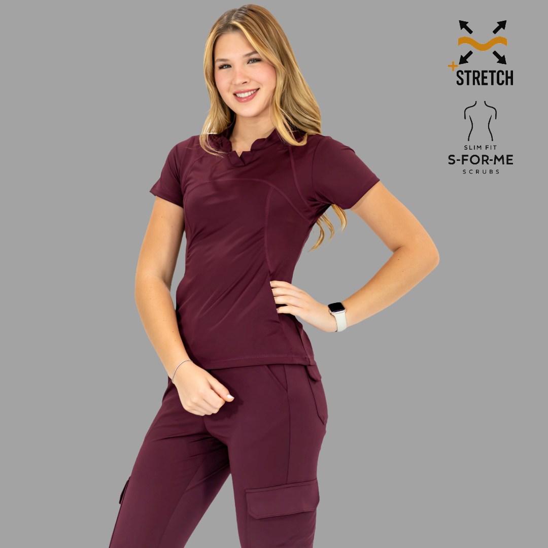 Women's Top 910 Maroon, Super Stretch Scrubs