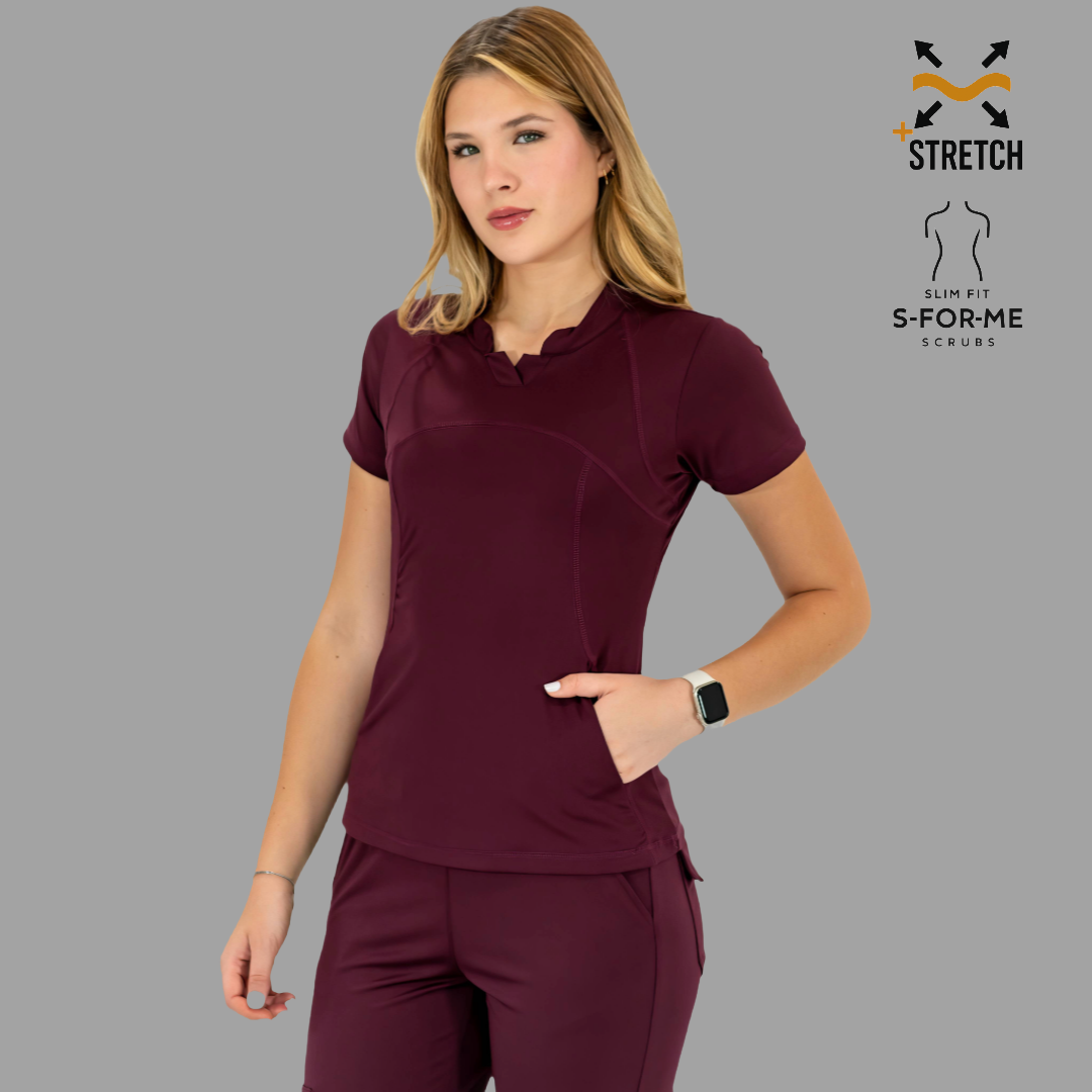 Women's Top 910 Maroon, Super Stretch Scrubs