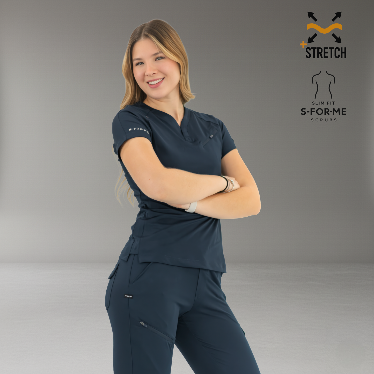 Women’s Top 905 Navy Blue, Super Stretch Scrubs