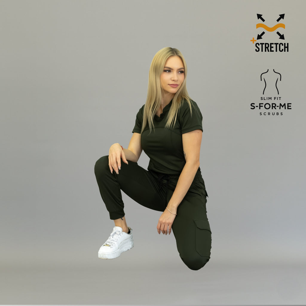 Women's Jogger Pants 910 Olive Green, Super Stretch Scrubs