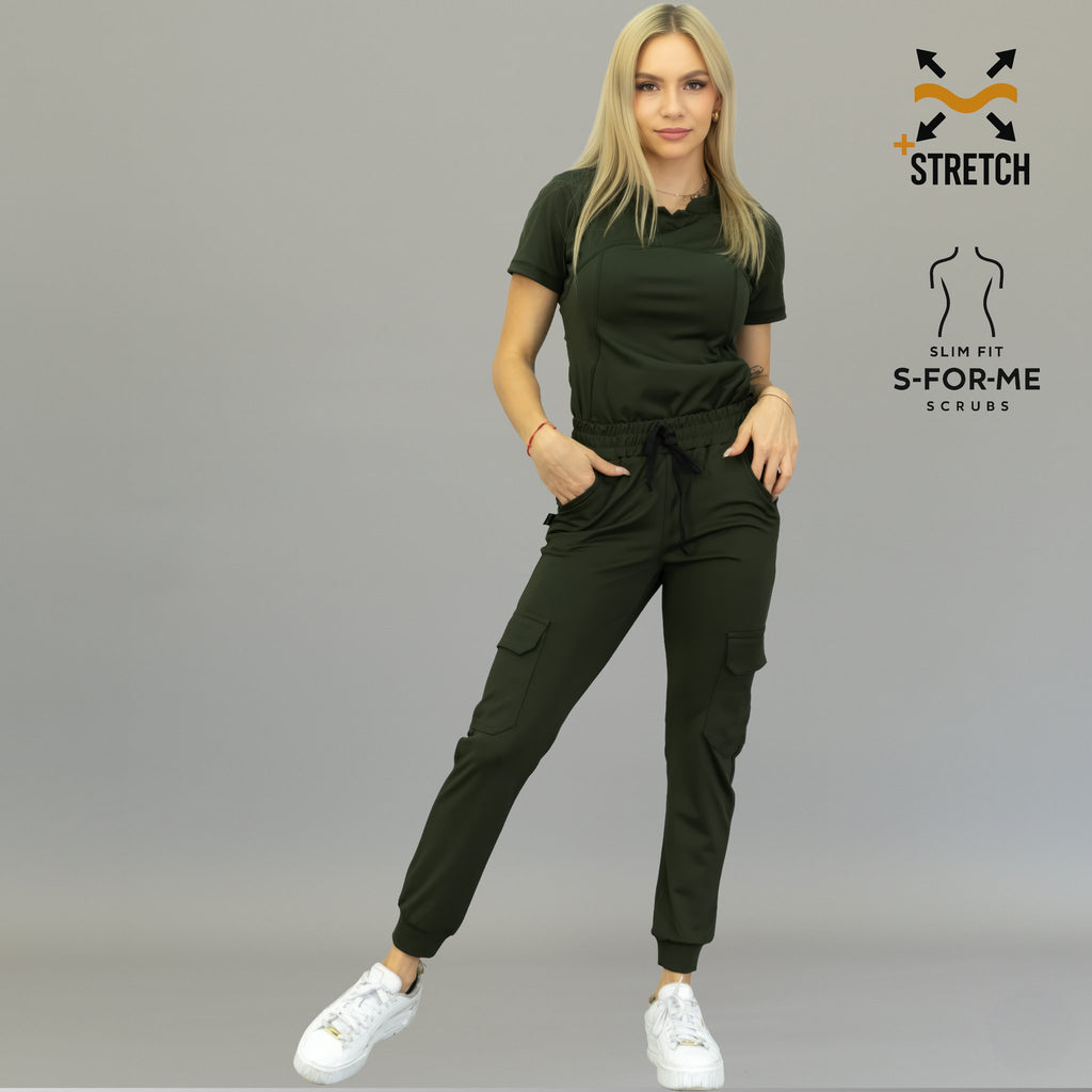 Women's Jogger Pants 910 Olive Green, Super Stretch Scrubs