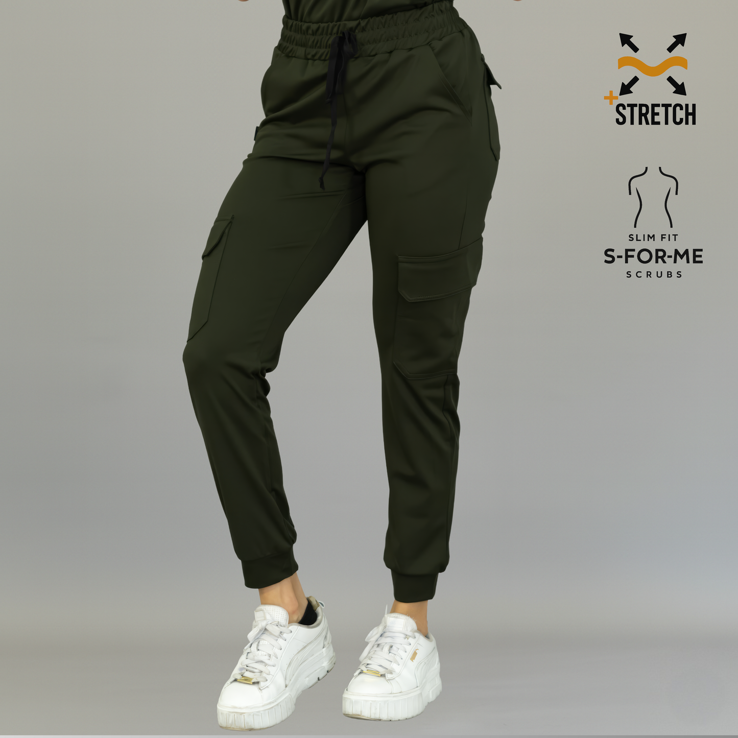 Women's Jogger Pants 910 Olive Green, Super Stretch Scrubs