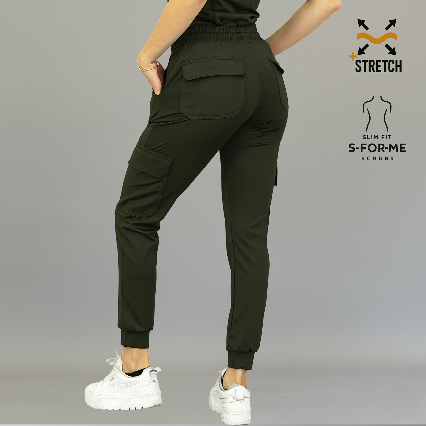 Women's Jogger Pants 910 Olive Green, Super Stretch Scrubs
