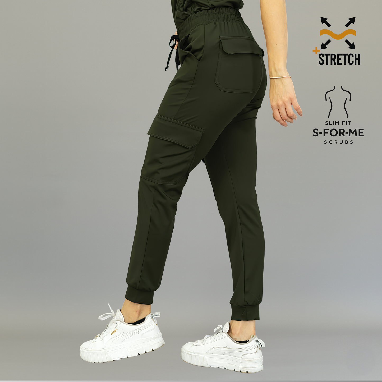 Women's Jogger Pants 910 Olive Green, Super Stretch Scrubs