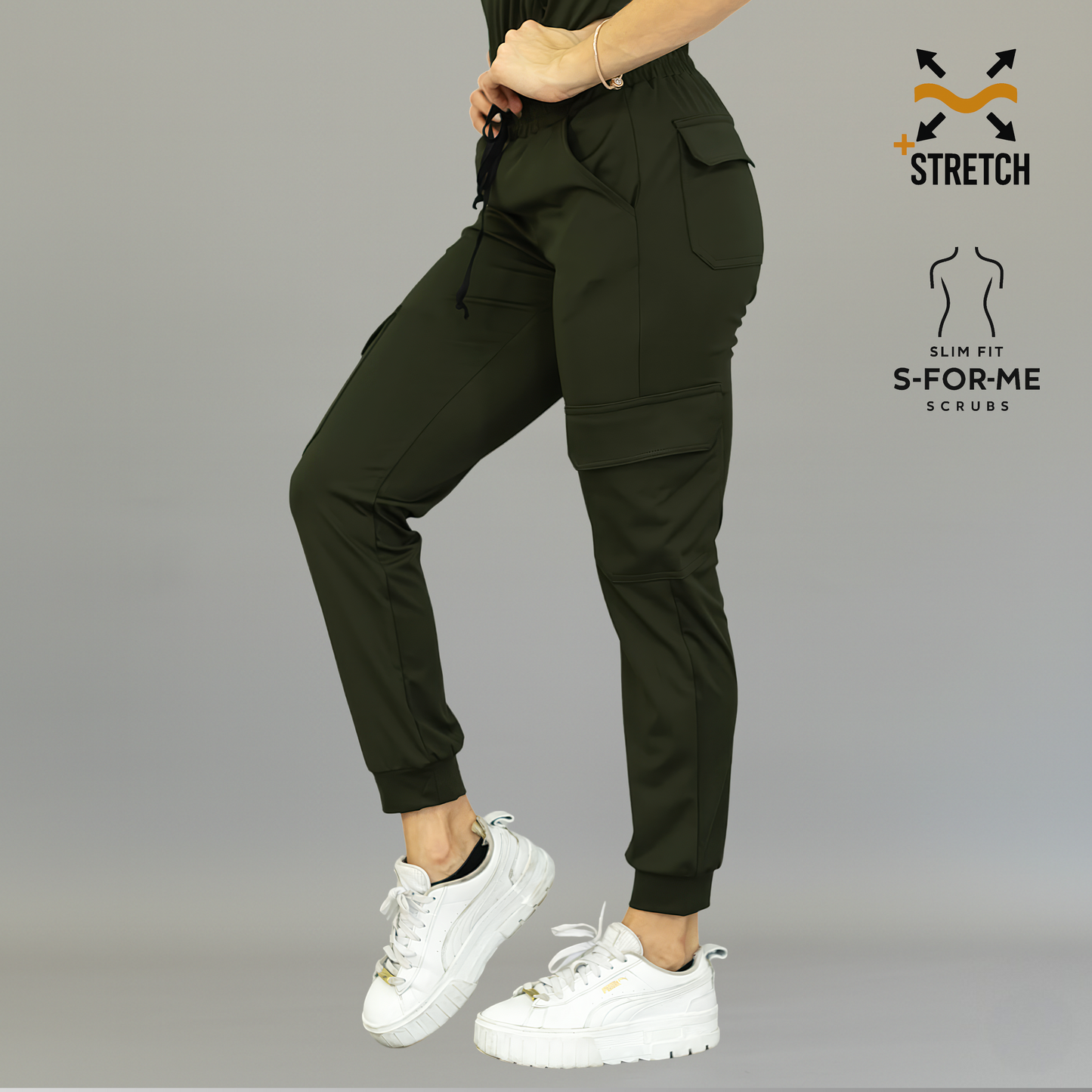Women's Jogger Pants 910 Olive Green, Super Stretch Scrubs