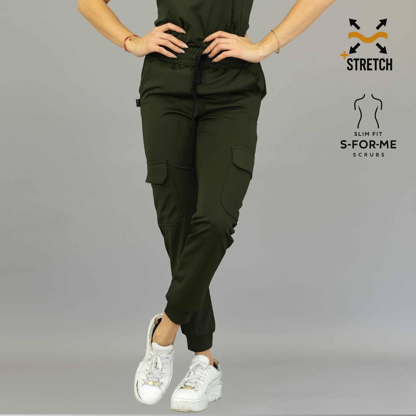 Women's Jogger Pants 910 Olive Green, Super Stretch Scrubs