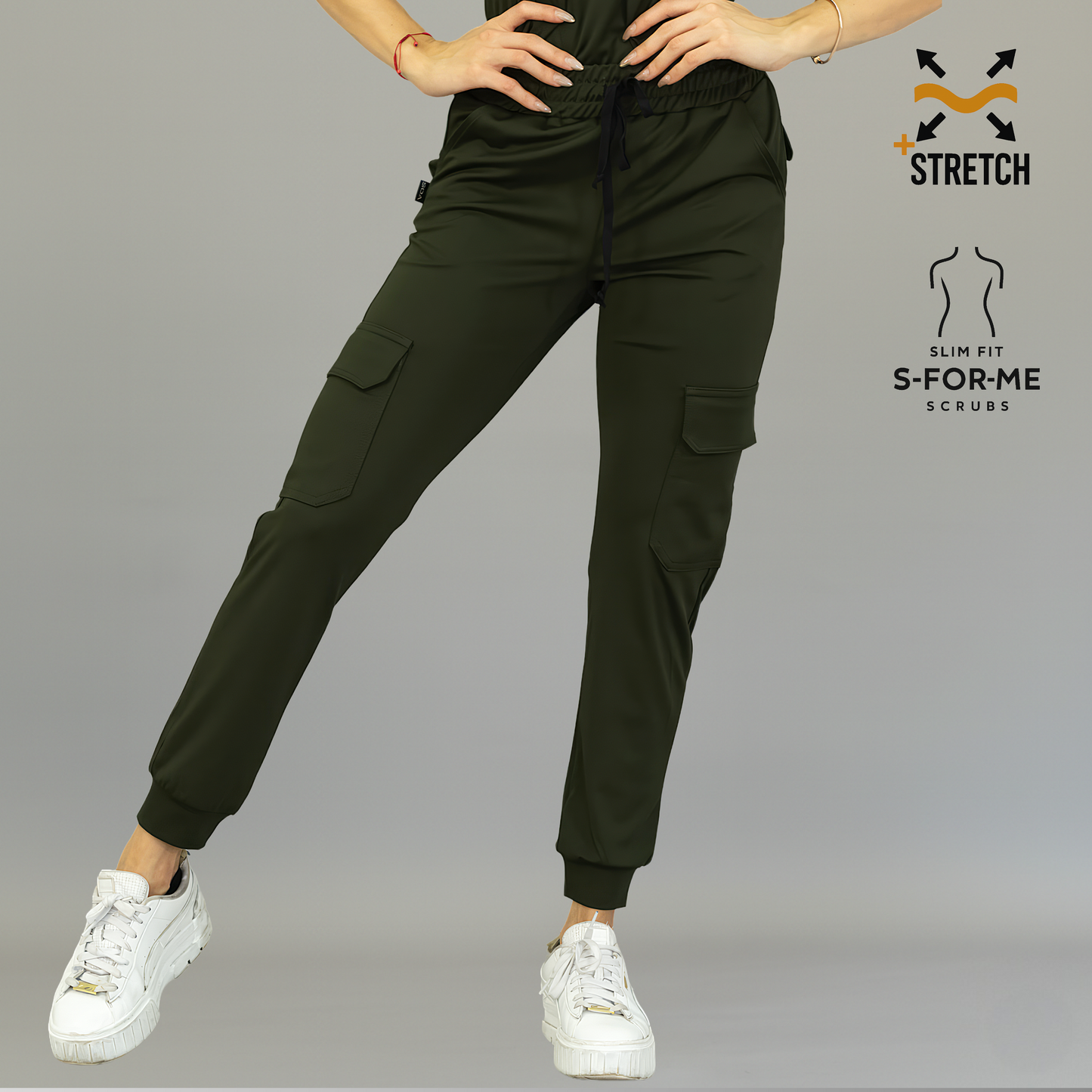 Women's Jogger Pants 910 Olive Green, Super Stretch Scrubs