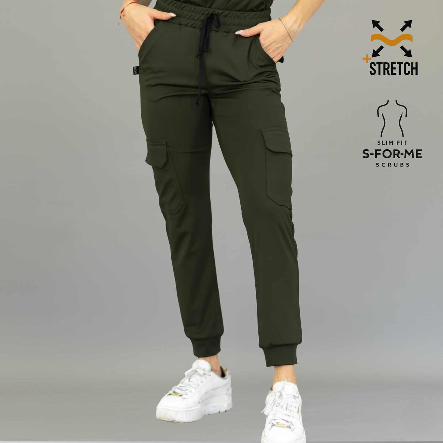Women's Jogger Pants 910 Olive Green, Super Stretch Scrubs