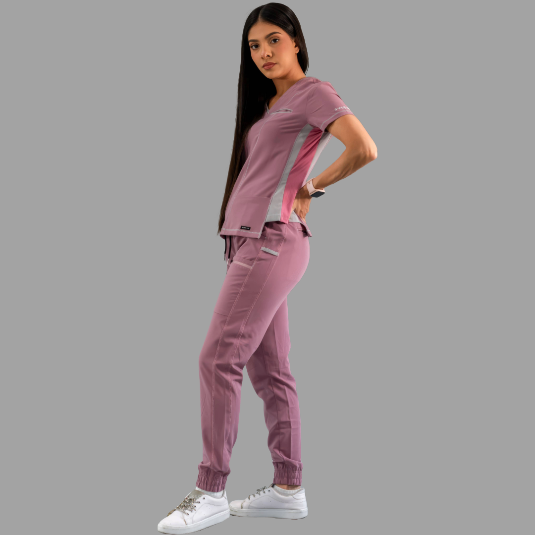 Women’s 301 Top Rosewood/Pearl Gray Stretch Sides, Scrubs 301