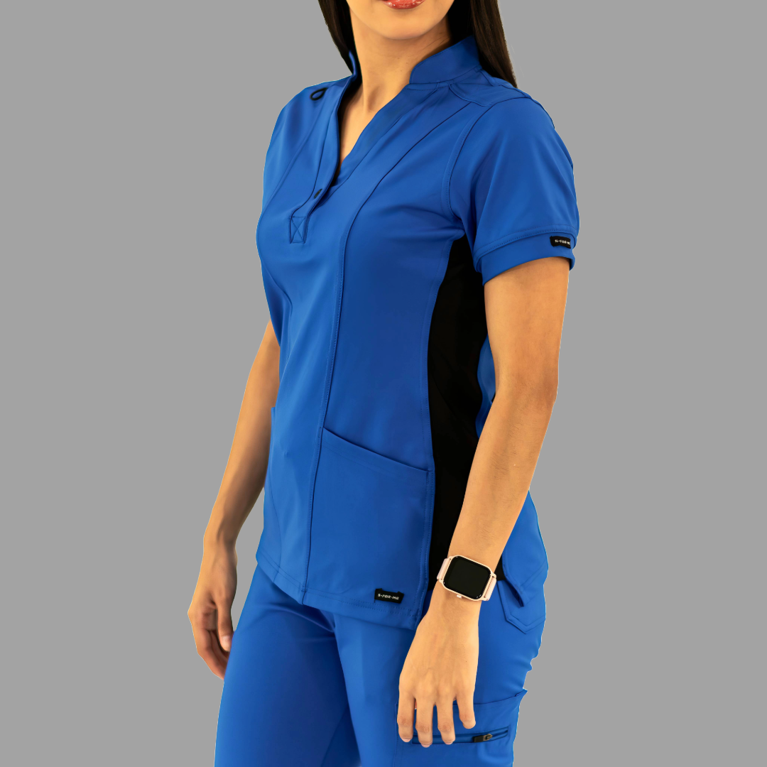 Women's Top 930 Royal Blue - Black Super Stretch, Scrubs 930