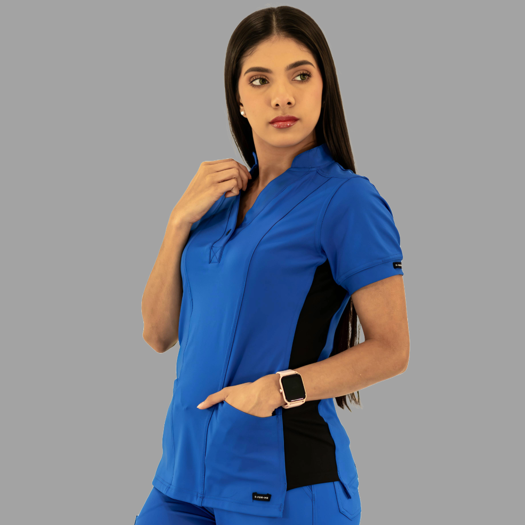 Women's Top 930 Royal Blue - Black Super Stretch, Scrubs 930