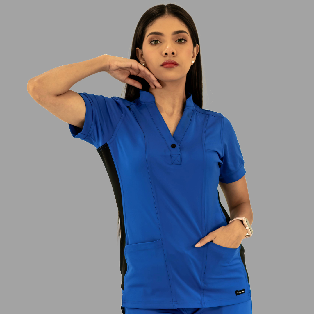 Women's Top 930 Royal Blue - Black Super Stretch, Scrubs 930