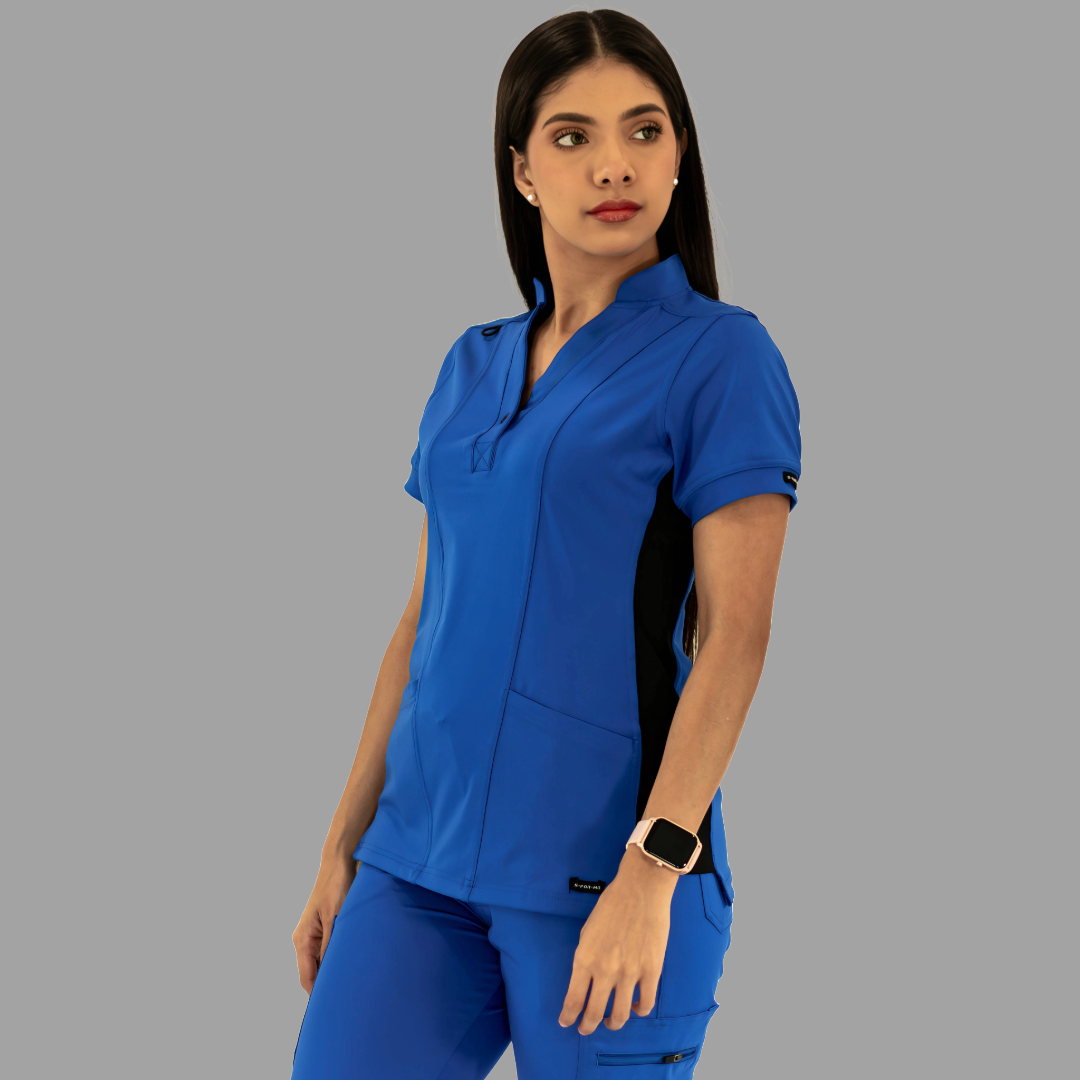 Women's Top 930 Royal Blue - Black Super Stretch, Scrubs 930
