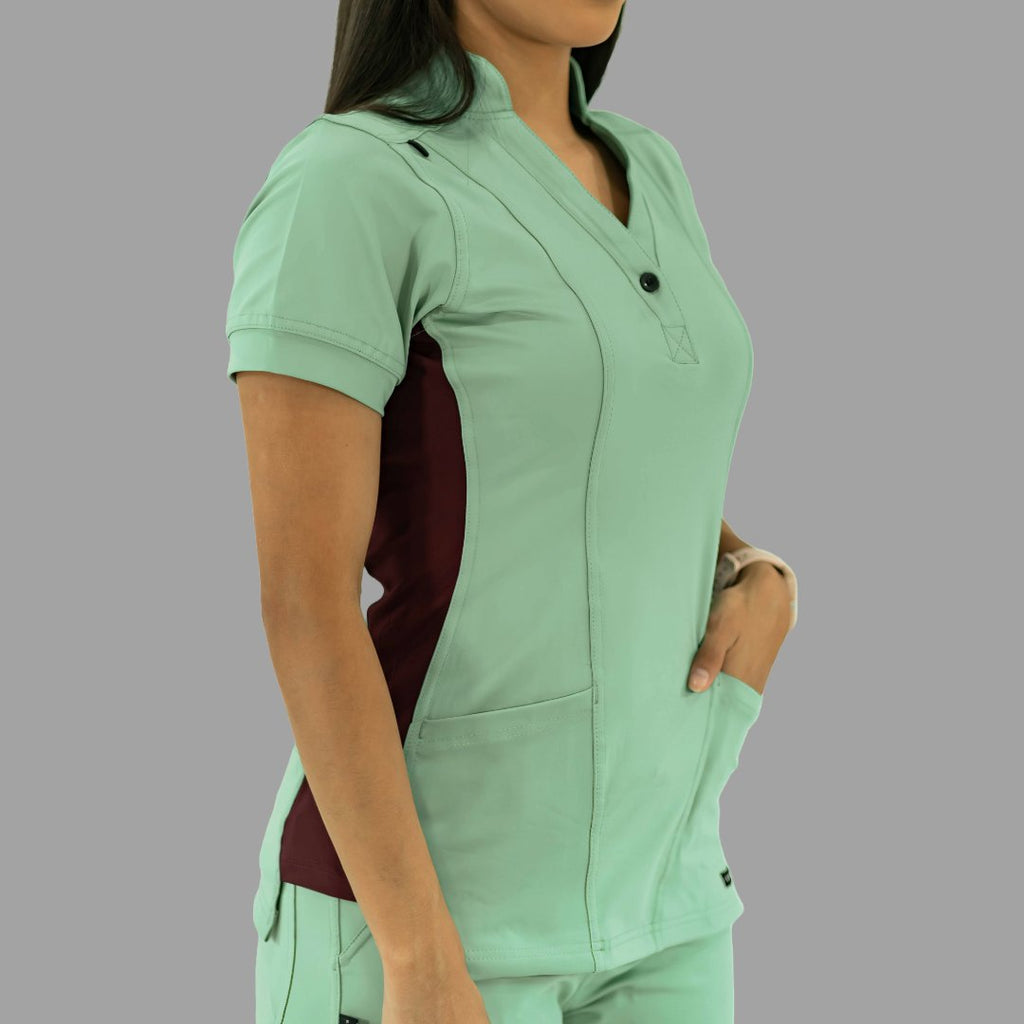 Women's Top 930 Brook Green/Maroon Super Stretch, Scrubs 930