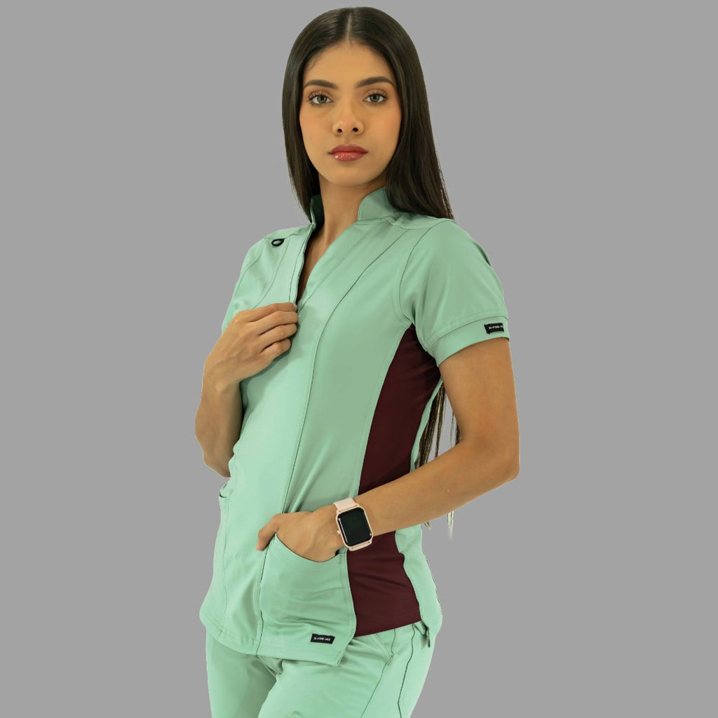 Women's Top 930 Brook Green/Maroon Super Stretch, Scrubs 930