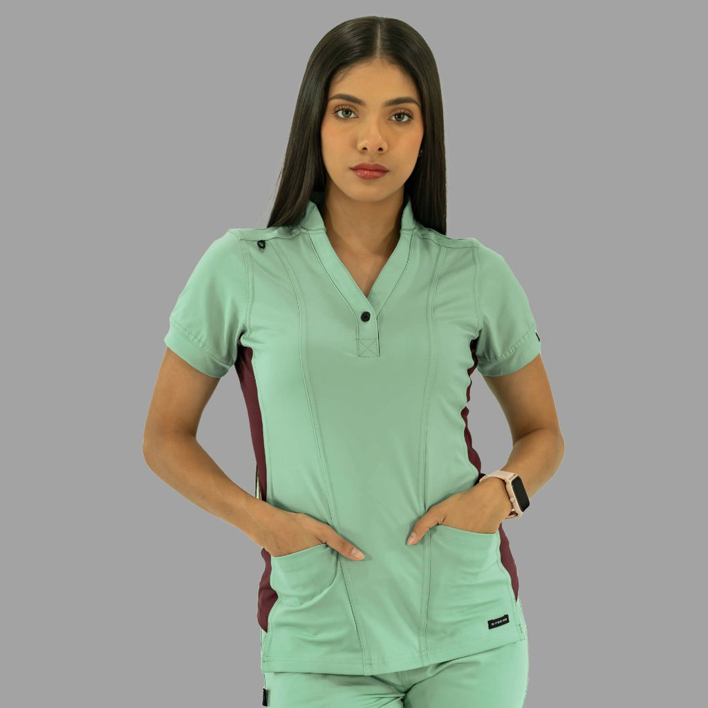 Women's Top 930 Brook Green/Maroon Super Stretch, Scrubs 930