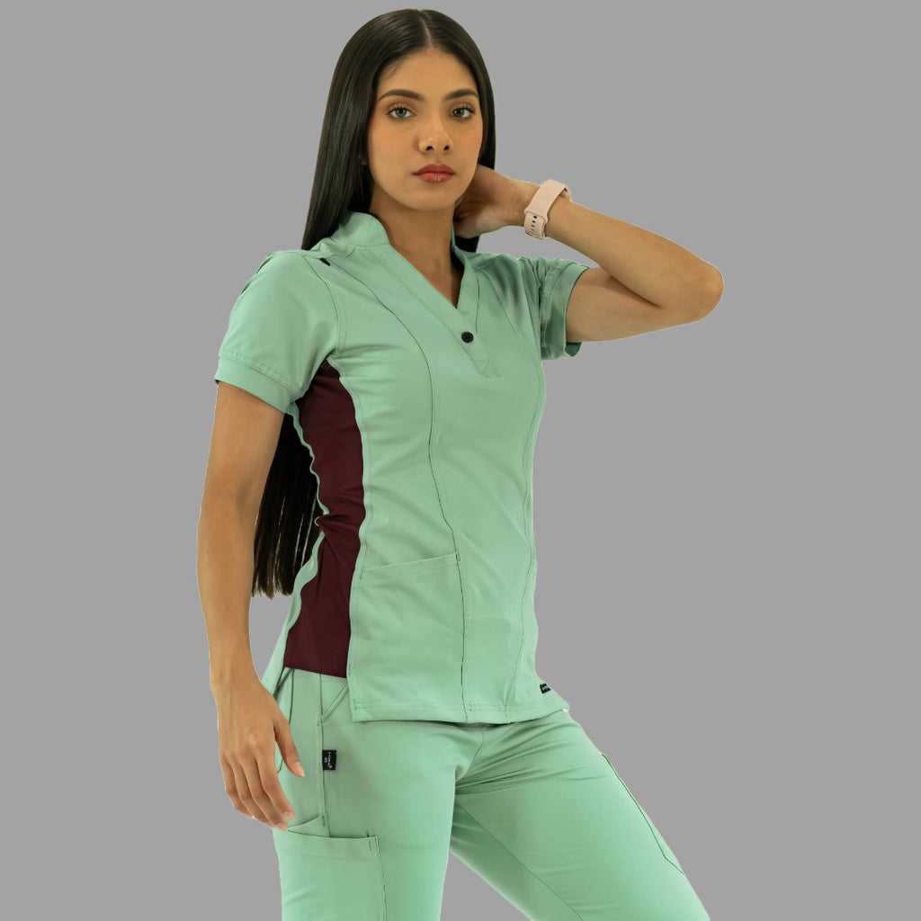 Women's Top 930 Brook Green/Maroon Super Stretch, Scrubs 930