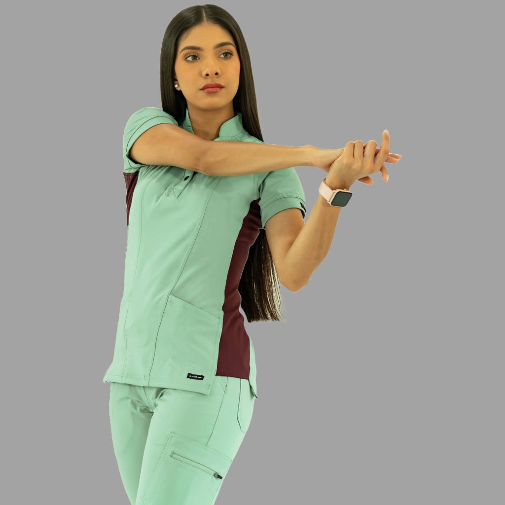 Women's Top 930 Brook Green/Maroon Super Stretch, Scrubs 930