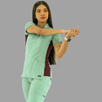 Women's Top 930 Brook Green/Maroon Super Stretch, Scrubs 930