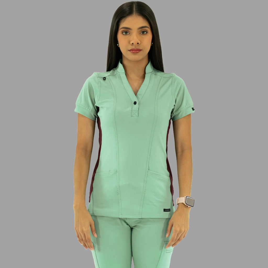 Women's Top 930 Brook Green/Maroon Super Stretch, Scrubs 930