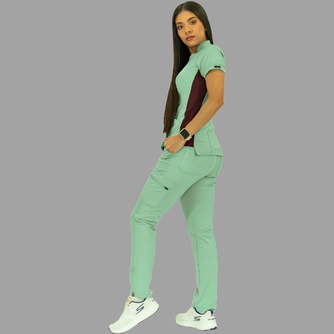 Women's Top 930 Brook Green/Maroon Super Stretch, Scrubs 930