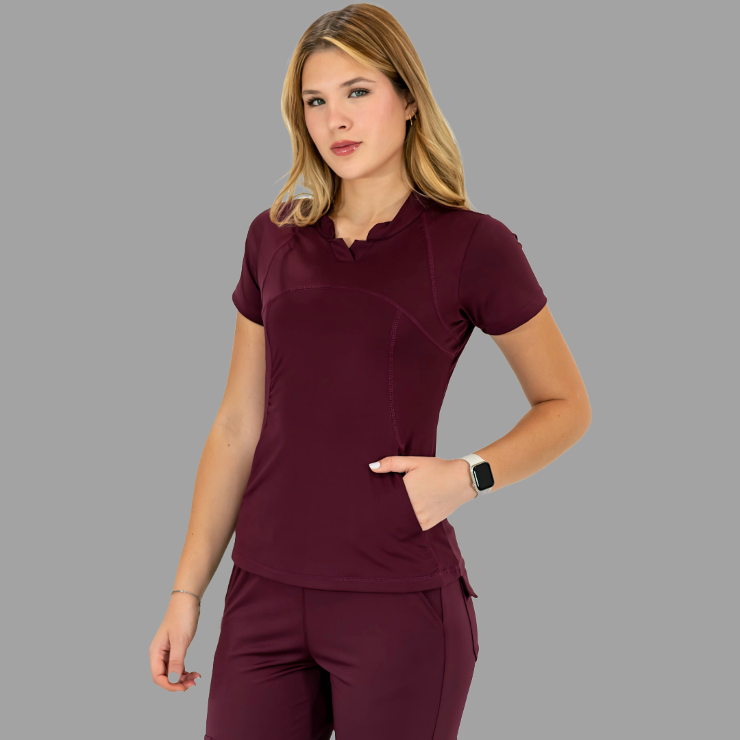 Women's Top 910 Maroon, Super Stretch Scrubs