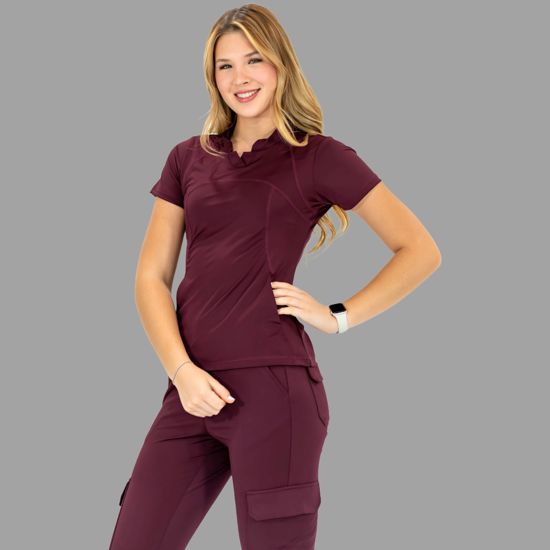 Women's Top 910 Maroon, Super Stretch Scrubs