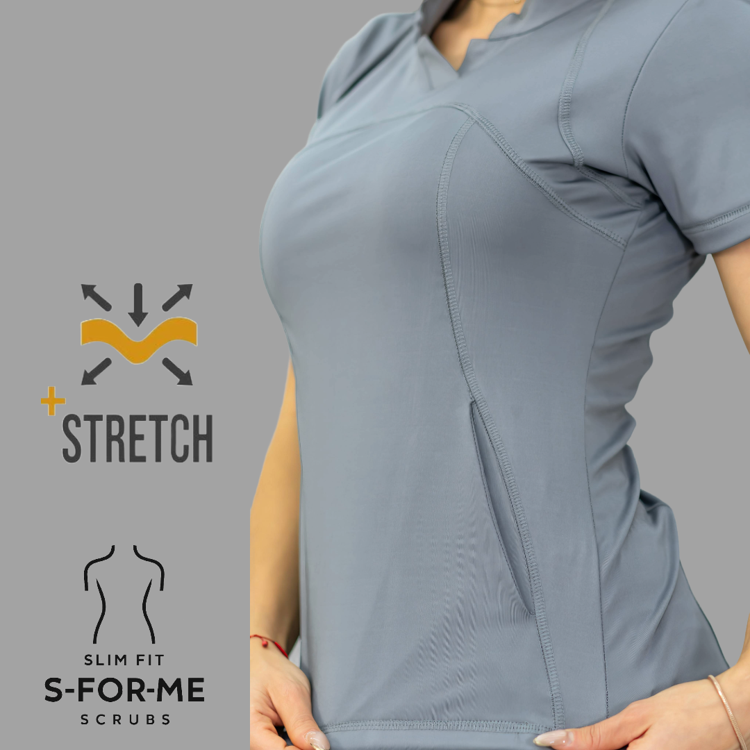 Women's Top 910 Medium Gray, Super Stretch Scrubs