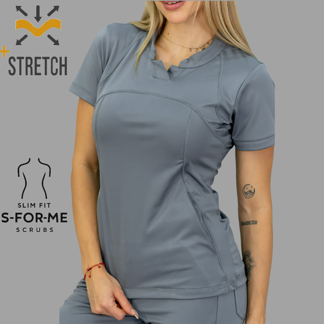 Women's Top 910 Medium Gray, Super Stretch Scrubs