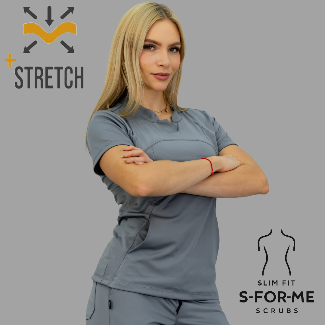 Women's Top 910 Medium Gray, Super Stretch Scrubs