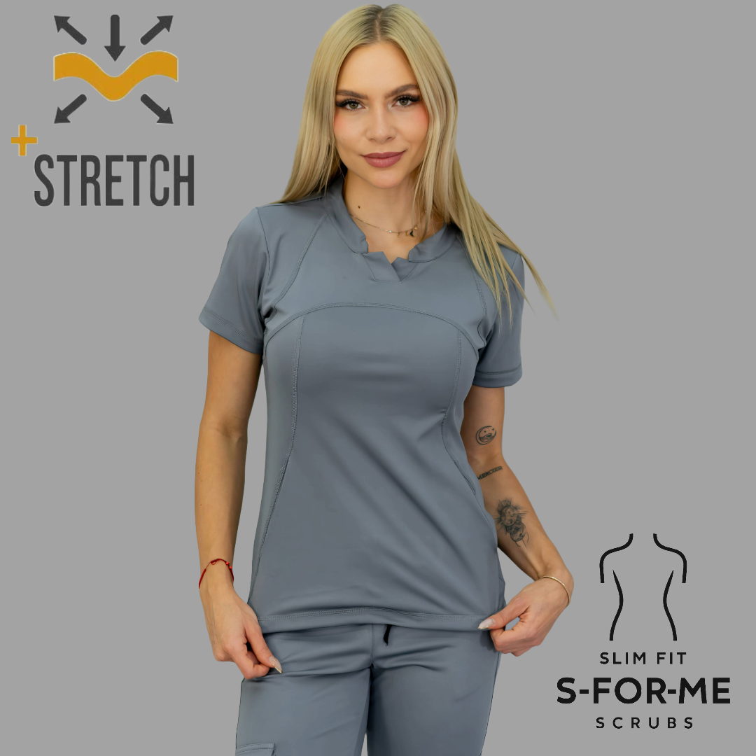 Women's Top 910 Medium Gray, Super Stretch Scrubs