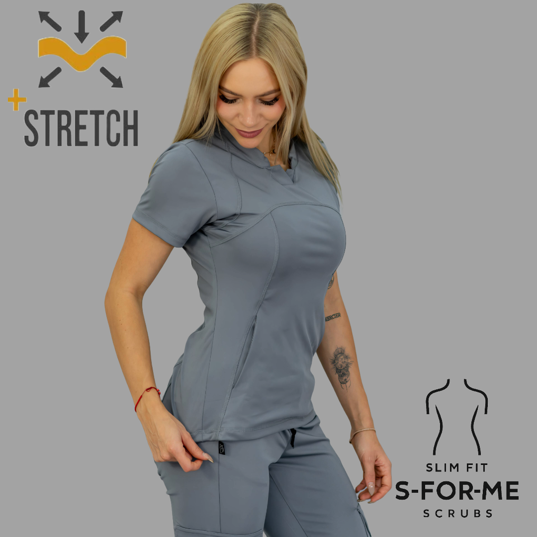Women's Top 910 Medium Gray, Super Stretch Scrubs