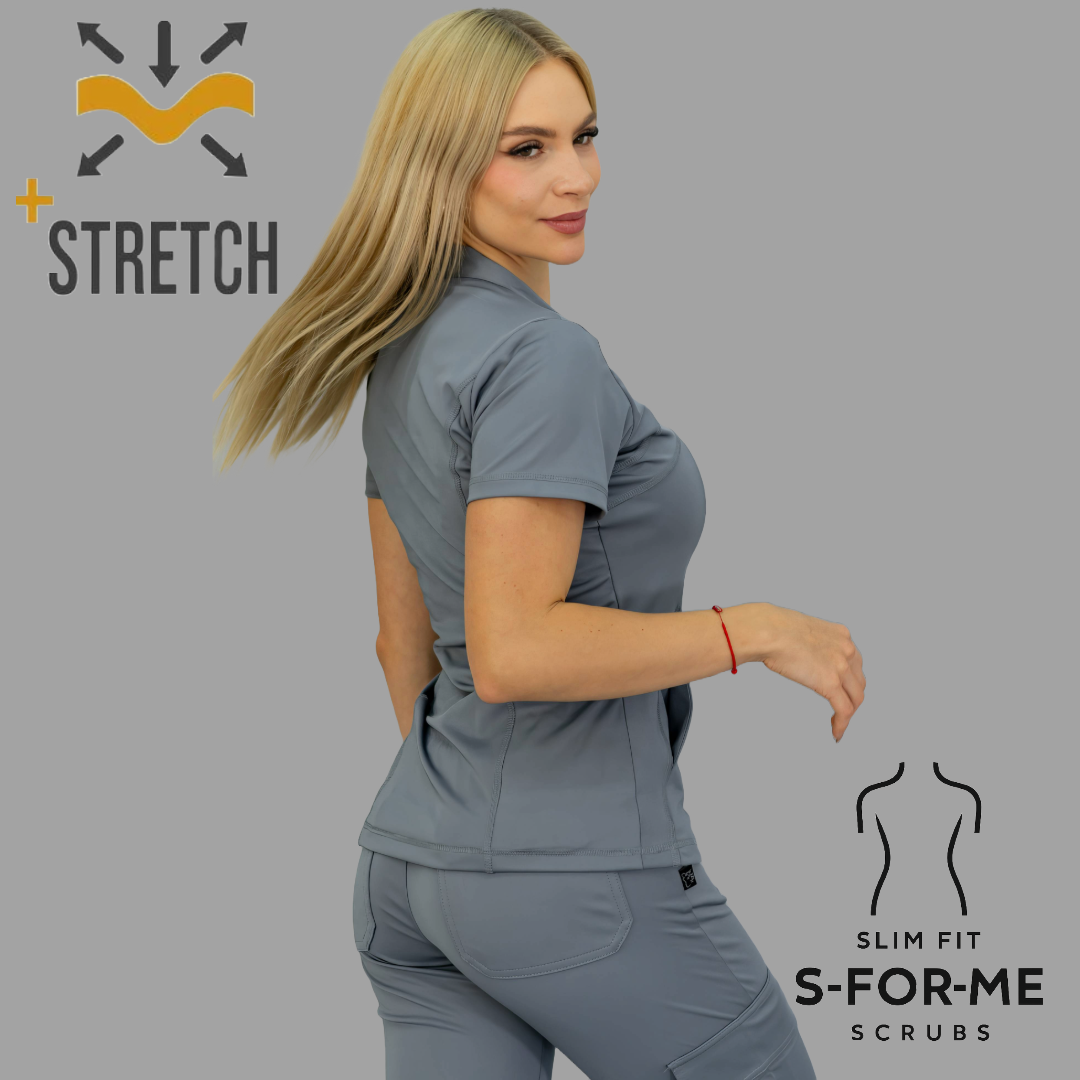 Women's Top 910 Medium Gray, Super Stretch Scrubs