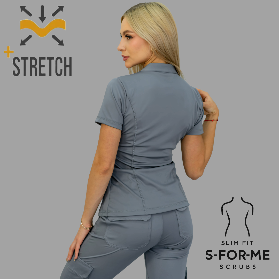 Women's Top 910 Medium Gray, Super Stretch Scrubs