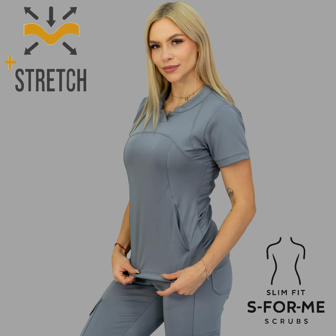 Women's Top 910 Medium Gray, Super Stretch Scrubs