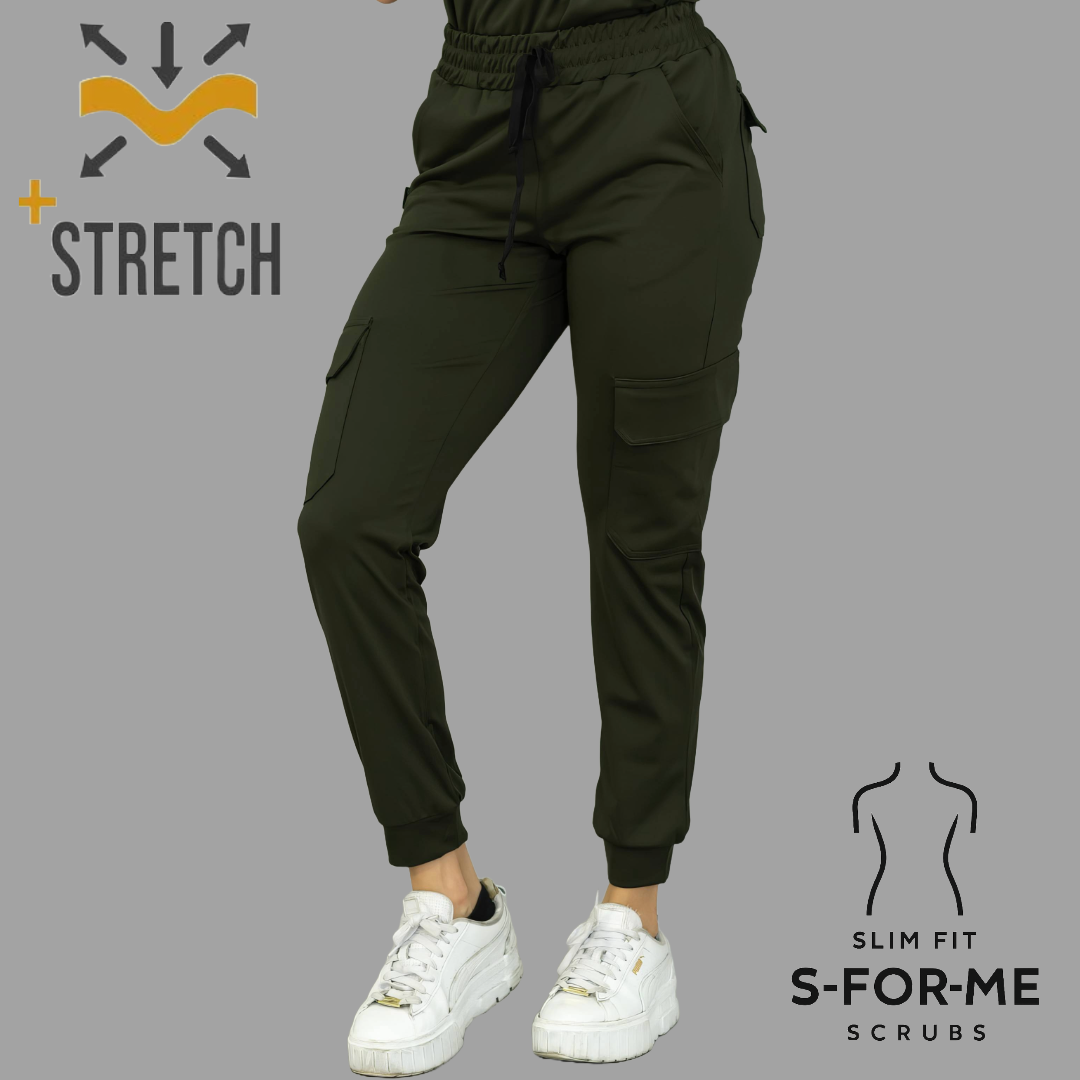 Women's Jogger Pants 910 Olive Green, Super Stretch Scrubs